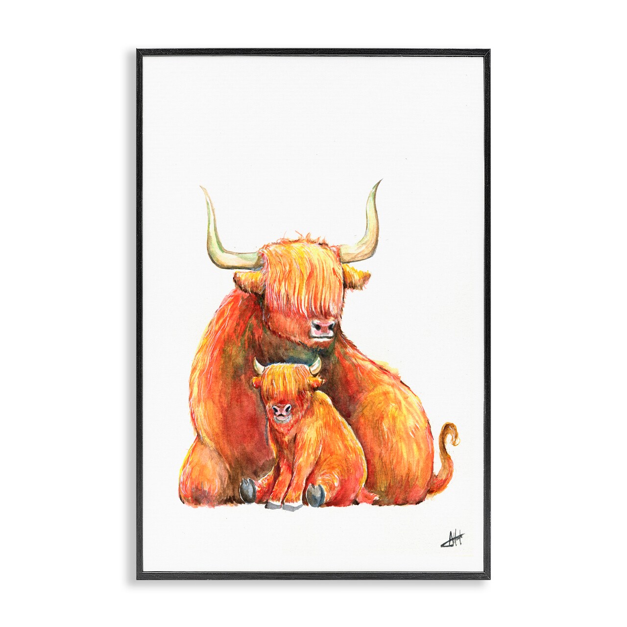 Stupell Industries Yakety Yak Cattle Framed Giclee, design by Marc Allante